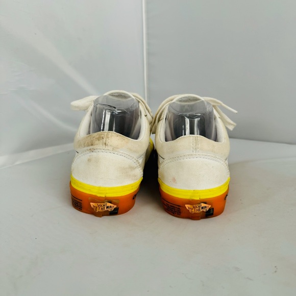 Vans Old Skool White Sneakers with Orange Sole Men’s Size 6 - Picture 7 of 10